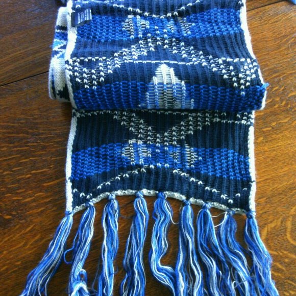 Long Soft Scarf Aztec Style Face Ear Protection Neck Knitwear Blue & Gray Unisex - Picture 7 of 16